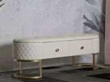 Panca shabby bianca e oro 120x40x43h cm - Golfo