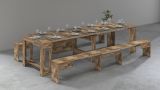Panca Torquato, Set di 2 sedute per tavolo da pranzo, Panche allungabili, 290x25h45 cm, Acero