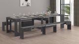 Panca Torquato, Set di 2 sedute per tavolo da pranzo, Panche allungabili, 290x25h45 cm, Ardesia