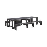 Panca Torquato, Set di 2 sedute per tavolo da pranzo, Panche allungabili, 290x25h45 cm, Ardesia