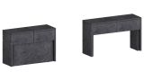 Panca Torquato, Set di 2 sedute per tavolo da pranzo, Panche allungabili, 290x25h45 cm, Ardesia