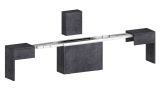 Panca Torquato, Set di 2 sedute per tavolo da pranzo, Panche allungabili, 290x25h45 cm, Ardesia