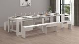 Panca Torquato, Set di 2 sedute per tavolo da pranzo, Panche allungabili, 290x25h45 cm, Bianco