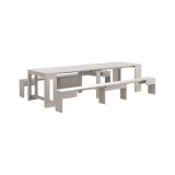 Panca Torquato, Set di 2 sedute per tavolo da pranzo, Panche allungabili, 290x25h45 cm, Bianco