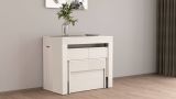Panca Torquato, Set di 2 sedute per tavolo da pranzo, Panche allungabili, 290x25h45 cm, Bianco