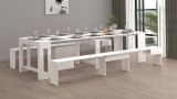 Panca Torquato, Set di 2 sedute per tavolo da pranzo, Panche allungabili, 290x25h45 cm, Bianco lucido