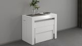 Panca Torquato, Set di 2 sedute per tavolo da pranzo, Panche allungabili, 290x25h45 cm, Bianco lucido