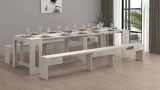 Panca Torquato, Set di 2 sedute per tavolo da pranzo, Panche allungabili, 290x25h45 cm, Cemento
