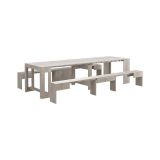 Panca Torquato, Set di 2 sedute per tavolo da pranzo, Panche allungabili, 290x25h45 cm, Cemento