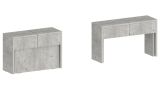 Panca Torquato, Set di 2 sedute per tavolo da pranzo, Panche allungabili, 290x25h45 cm, Cemento