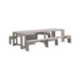 Panca Torquato, Set di 2 sedute per tavolo da pranzo, Panche allungabili, 290x25h45 cm, Grigio