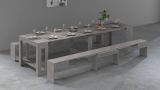 Panca Torquato, Set di 2 sedute per tavolo da pranzo, Panche allungabili, 290x25h45 cm, Grigio