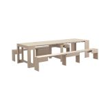 Panca Torquato, Set di 2 sedute per tavolo da pranzo, Panche allungabili, 290x25h45 cm, Olmo