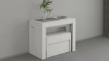 Panca Ubertino, Seduta per tavolo da pranzo, Panca singola allungabile, 290x25h45 cm, Bianco