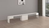 Panca Ubertino, Seduta per tavolo da pranzo, Panca singola allungabile, 290x25h45 cm, Bianco lucido