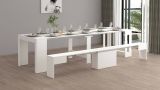 Panca Ubertino, Seduta per tavolo da pranzo, Panca singola allungabile, 290x25h45 cm, Bianco lucido
