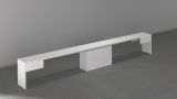 Panca Ubertino, Seduta per tavolo da pranzo, Panca singola allungabile, 290x25h45 cm, Bianco lucido