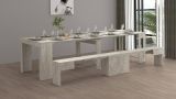 Panca Ubertino, Seduta per tavolo da pranzo, Panca singola allungabile, 290x25h45 cm, Cemento