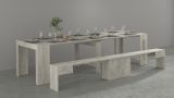 Panca Ubertino, Seduta per tavolo da pranzo, Panca singola allungabile, 290x25h45 cm, Cemento