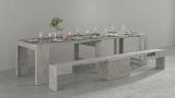 Panca Ubertino, Seduta per tavolo da pranzo, Panca singola allungabile, 290x25h45 cm, Grigio