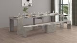 Panca Ubertino, Seduta per tavolo da pranzo, Panca singola allungabile, 290x25h45 cm, Grigio