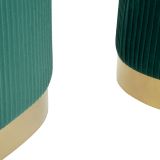 Panca Verde oro con due Sgabelli, Panca Contenitore Materiale Struttura in Metallo 80x37x42h cm, Colore Seduta Verde - Soroti
