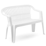 Panchina da Esterno Bianco 2 Posti Impilabile 114x55x82h cm, Braccioli Made in Italy - Asmi