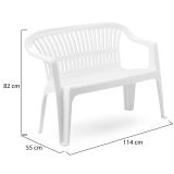 Panchina da Esterno Bianco 2 Posti Impilabile 114x55x82h cm, Braccioli Made in Italy - Asmi