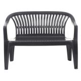 Panchina da Esterno Nero Antracite 2 Posti Impilabile 114x55x82h cm, Braccioli Made in Italy - Asmi