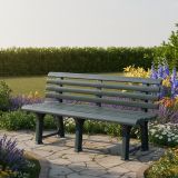 Panchina da Esterno Nero Antracite Materiale Struttura in Plastica Colore Seduta Nero 145x49x74h cm, Sfumatura Colore Struttura Antracite - Artur