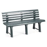Panchina da Esterno Nero Antracite Materiale Struttura in Plastica Colore Seduta Nero 145x49x74h cm, Sfumatura Colore Struttura Antracite - Artur