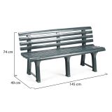 Panchina da Esterno Nero Antracite Materiale Struttura in Plastica Colore Seduta Nero 145x49x74h cm, Sfumatura Colore Struttura Antracite - Artur