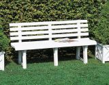 Panchina da esterno Pomezia, Panca monoblocco da giardino, Panchina outdoor, 100% Made in Italy, 145x49h74 cm, Bianco