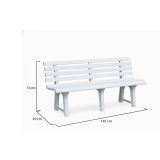 Panchina da esterno Pomezia, Panca monoblocco da giardino, Panchina outdoor, 100% Made in Italy, 145x49h74 cm, Bianco