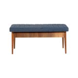 Panchina da esterno Situla, Panca da giardino, Seduta outdoor multi posizione, Sedia in plastica da balcone, 110x40 h48 cm, Noce e Blu