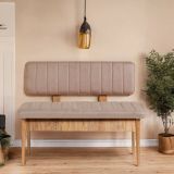 Panchina da esterno Situla, Panca da giardino, Seduta outdoor multi posizione, Sedia in plastica da balcone, 110x46 h85 cm, Quercia e Rosa