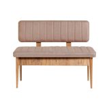 Panchina da esterno Situla, Panca da giardino, Seduta outdoor multi posizione, Sedia in plastica da balcone, 110x46 h85 cm, Quercia e Rosa