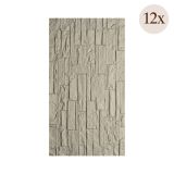 Pannello Decorativo Grigio set da 12, Facile da Tagliare, Facile da Installare Texture Realistica 60x2.5 cm, Autoestinguente - Torriana