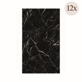 Pannello Decorativo Nero Marmo set da 12, Facile da Tagliare, Facile da Installare Texture Realistica 60x0.3 cm, Isolante Acustico Scarsa Isolazione