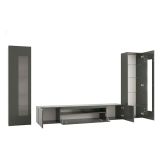 Parete attrezzata 10 ripiani 290cm antracite lucida - Aslhey