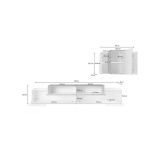 Parete attrezzata Alaskino, cm 240x45h180, Bianco lucido e Acero