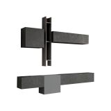 Parete attrezzata Ampollino, Composizione soggiorno, Mobile salotto multiuso, Armadio porta TV, Made in Italy, 262x30 h220 cm, Ardesia e Grigio scuro