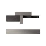 Parete attrezzata Arvo, Composizione soggiorno, Mobile salotto multiuso, Armadio porta TV, Made in Italy, 276x40 h180 cm, Ardesia e Grigio scuro