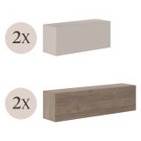 Parete Attrezzata Beige Marrone Noce 4 Ripiani Modulabile, Apertura Battente - Suisio