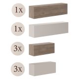 Parete Attrezzata Beige Marrone Noce 8 Ripiani Modulabile, Apertura Battente - Hadara