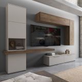 Parete Attrezzata Beige Marrone Noce Modulabile 2 Cassetti, 9 Ripiani - Riccia