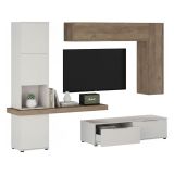 Parete Attrezzata Beige Marrone Noce Modulabile 2 Cassetti, 9 Ripiani - Riccia
