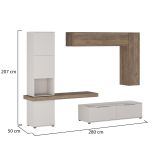 Parete Attrezzata Beige Marrone Noce Modulabile 2 Cassetti, 9 Ripiani - Riccia