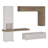 Parete Attrezzata Beige Marrone Noce Modulabile 2 Cassetti, 9 Ripiani - Riccia