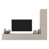 Parete Attrezzata Beige Modulabile 4 Ripiani, Apertura Battente - Gatafa